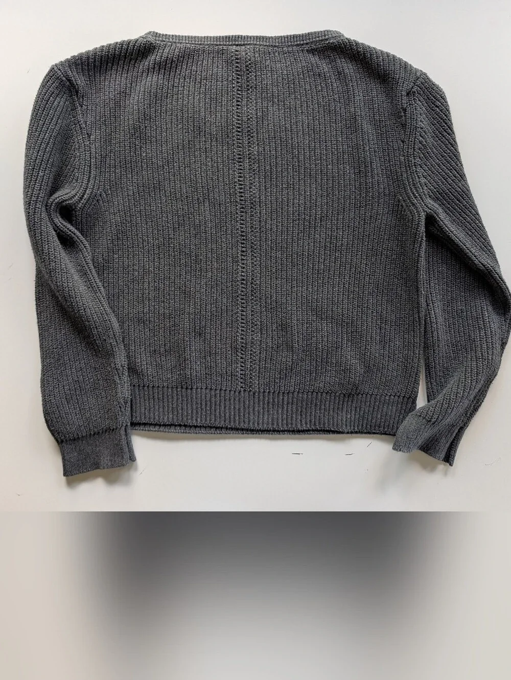 PACT Organic Cotton Chunky Knit Cropped Boxy Sweater Charcoal Grey Medium